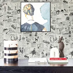 PVC Retro Newspaper Peeling Wallpaper Roll DIY Waterproof Self Mucous Membrane Drawer Liner Nostalgic Home Decoration Sticker