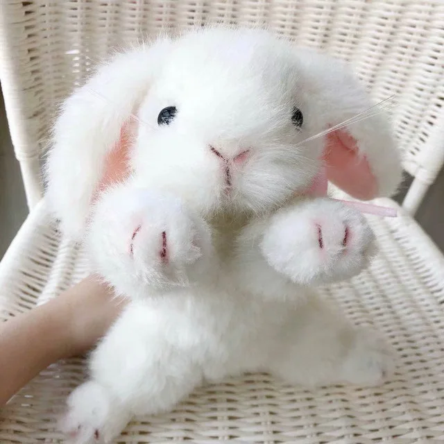 Высококачественный плюшевый кролик игрушка Моделирование Реалистичная кукла для малышей Детские игрушки украшение для детской - Цвет: Белый