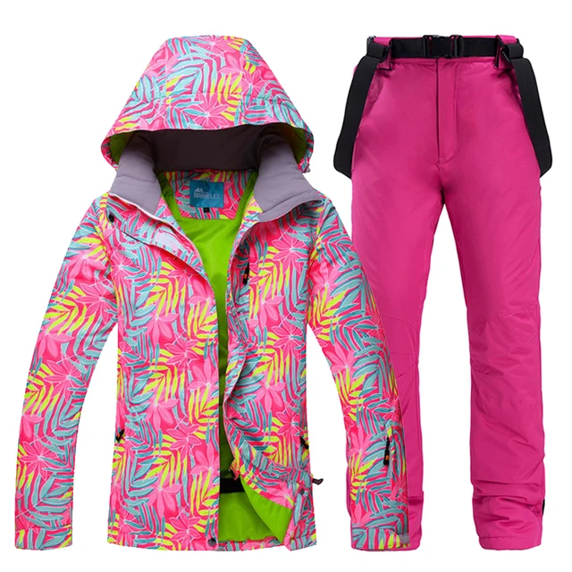 US $37.26 2020 New Ski Suit Women Thick Warm Waterproof Windproof Skiing and Snowboarding Jacket Pants Set Fe