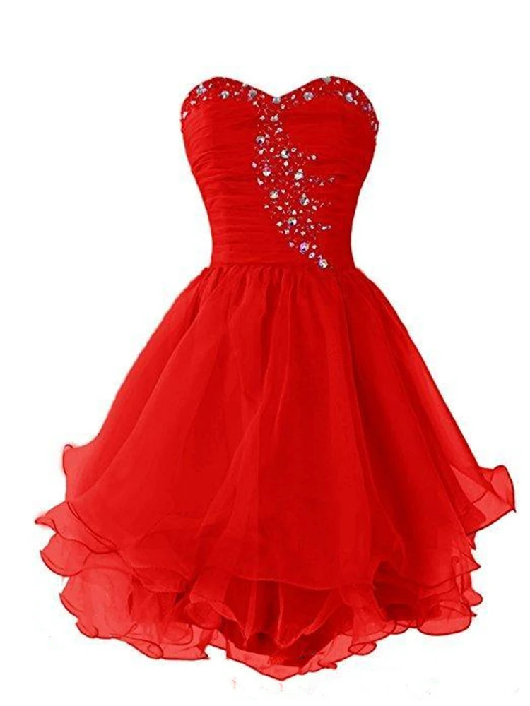 

Beaded Crystal Sweetheart Ball Gown Homecoming Dresses Lace Up 2020 Short Prom Dress Elegant Party Dresses