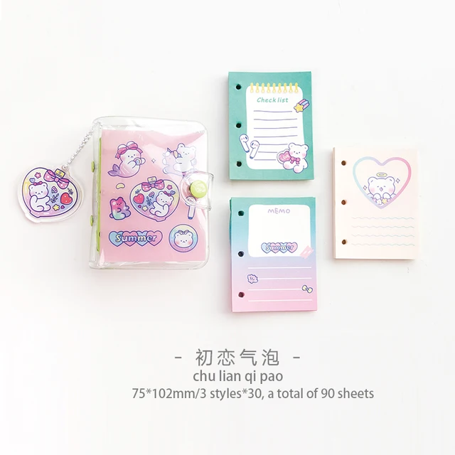 Cute Transparent Mini Loose-leaf Notebook Creative Portable Pocket Hand Book 3 Ring Binder Kawaii School Supplies Stationery chu lian qi pao