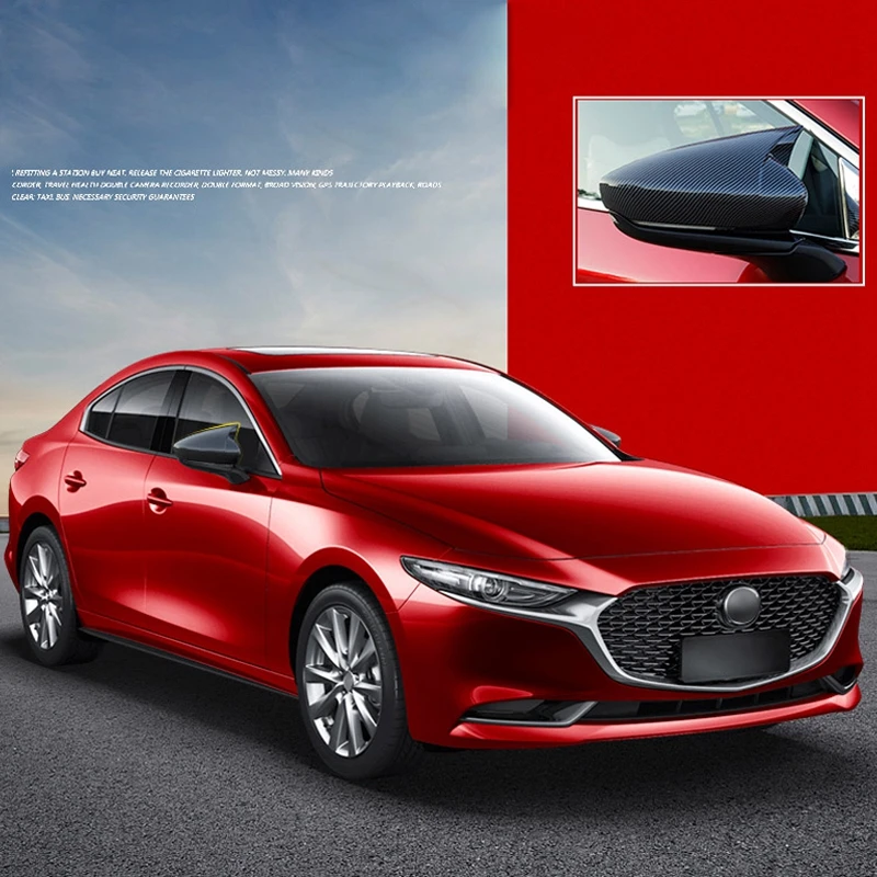 Pcmos углеродное волокно ABS рамка для зеркала заднего вида, подходит для Mazda 3, зеркальные накладки, наклейки, внешние части, Стайлинг, 2 шт