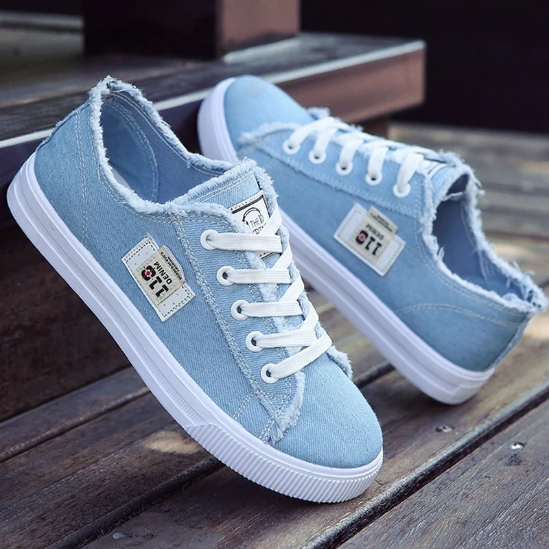 Girls Canvas Sneaker Shoes Spring Blue Black Lace Up Unisex Light