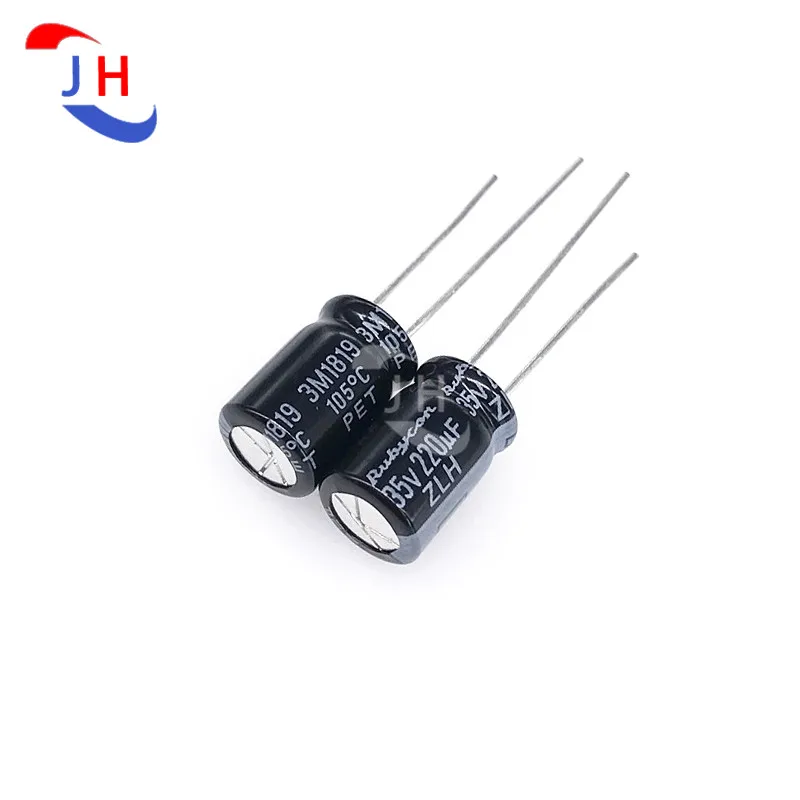 

10PCS Aluminum Electrolytic Capacitor 35v220uf 8x11 Japanese Ruby ZLH high Frequency Low Resistance Long Life 3.5mm Pin Distance