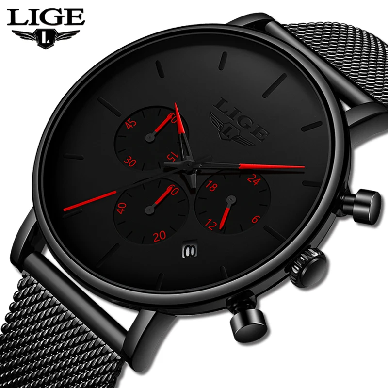 Для мужчин Reloj Hombre Relogio Masculino LG новые мужские s часы Лидирующий бренд Роскошные Кварцевые часы с большим циферблатом спортивные водонепроницаемые часы