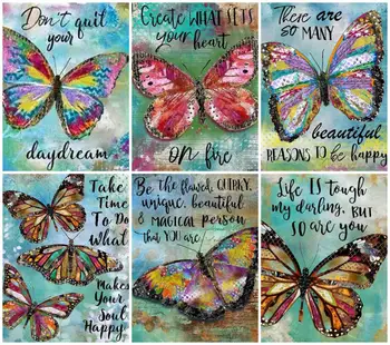 

14/18/22/25/28CT 11CT printing Butterfly Embroidery Animal Pictures Home Decor cross stitch kit