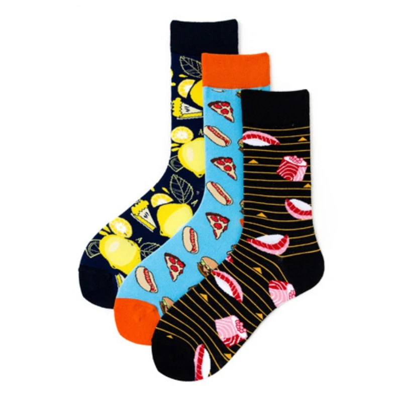 Женские носки забавный мультяшный еда, фрукты Унисекс Счастливый японский Harajuku скейтборд хип носки