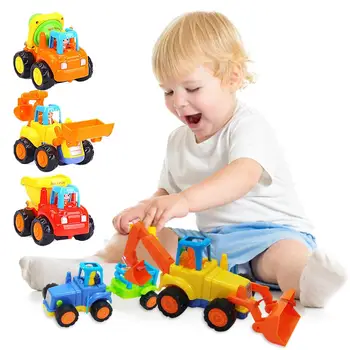 

4pcs/set Toddlers Toys Car Tractor Truck Dumper Bulldozer Friction Powered Car Fun Toy Gifts For Kids