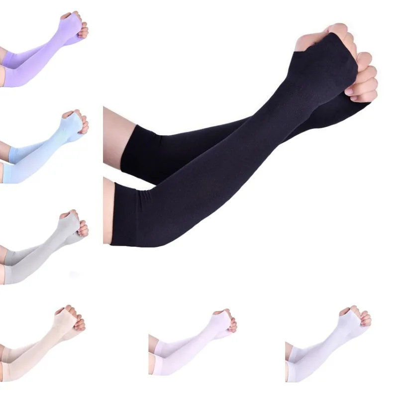 H Cycling Protector Cover Long Arm Sleeves Camping Ice Silk Sunscreen Sleeves For Outdoor Running Walking Half Finger Sleeves