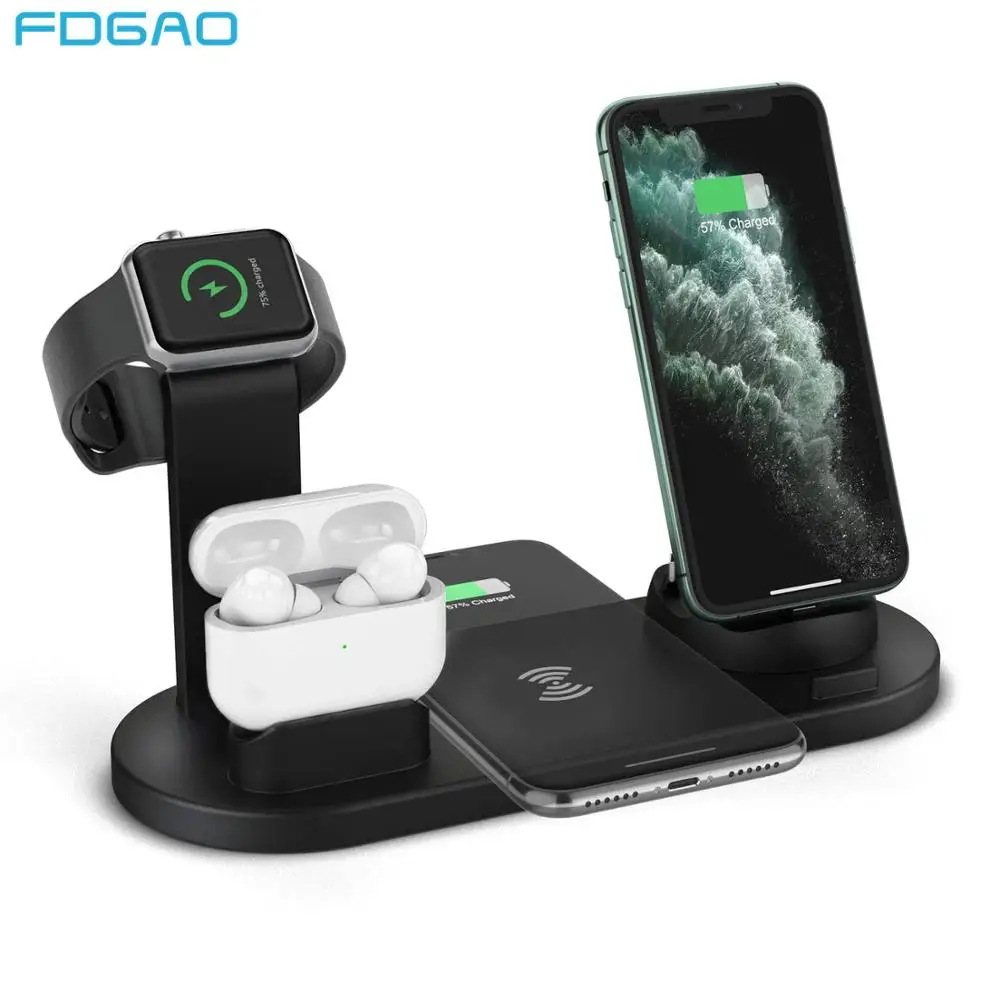 Беспроводная зарядная подставка FDGAO 3 в 1 для iPhone 11 Pro X XS Max XR 8 Airpods Apple Watch док