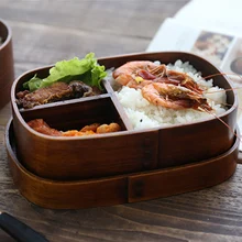Японский стиль пищевой контейнер кухонный принадлежности однослойный 3 сетки деревянная коробочка для обедов Портативный Дети студентов Пикник Bento коробки