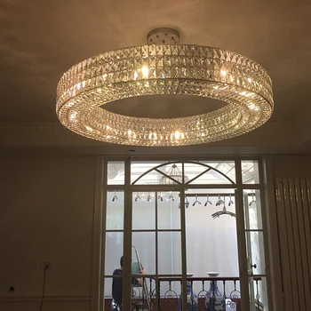 

FKL Round Crystal Chandelier Lighting For Living Room Bedroom Hotel Villa Rectangle Dining LED Chandeliers Home Light Fixtures