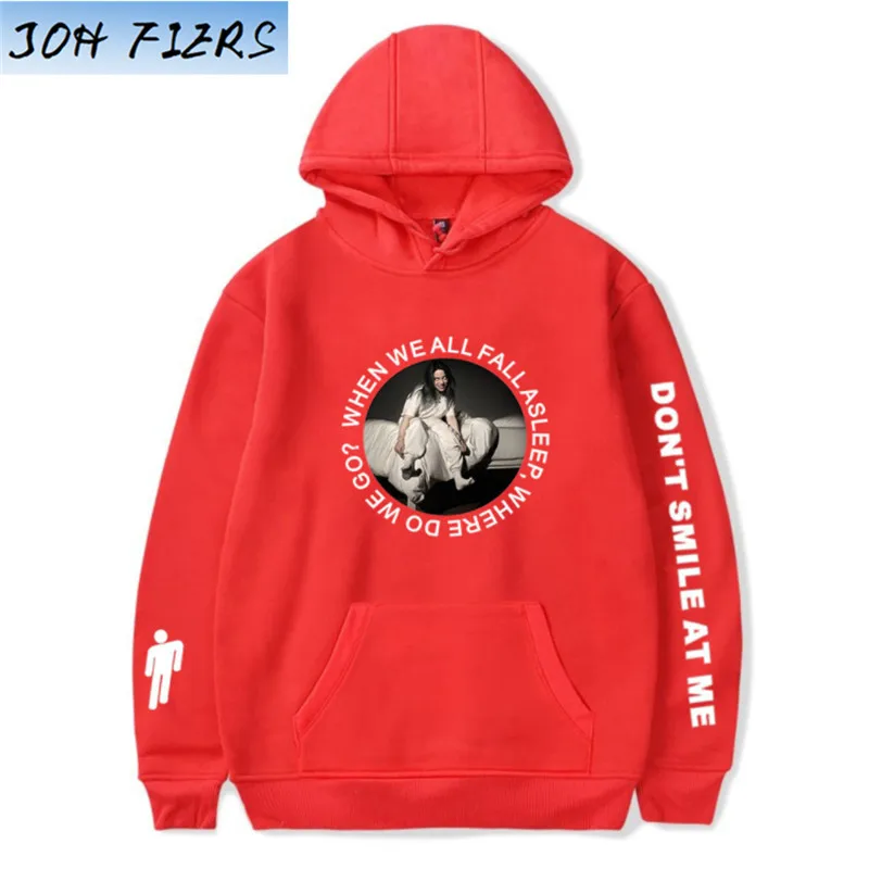 Новое поступление года; толстовка Billie Eilish с принтом для мальчиков и девочек; Толстовка Harajuku; повседневные толстовки; Лидер продаж; Kpop; толстовки; 4XL - Цвет: red