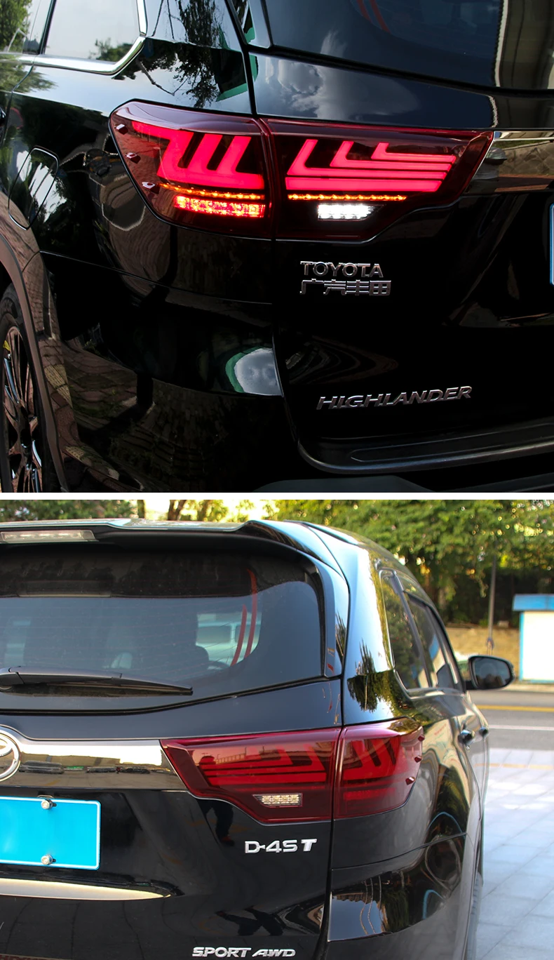 Автомобильный Стайлинг для toyota задние фары для Highlander- Kluger задний фонарь Lexus тип задний фонарь DRL+ тормоз+ Парк+ Динамический сигнал поворота