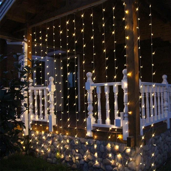 LED 220V EU/110 V US Plug String Gordijnen Licht Waterval Kerst Garland Kerstverlichting Outdoor Voor Vakantie bruiloft Decoratie