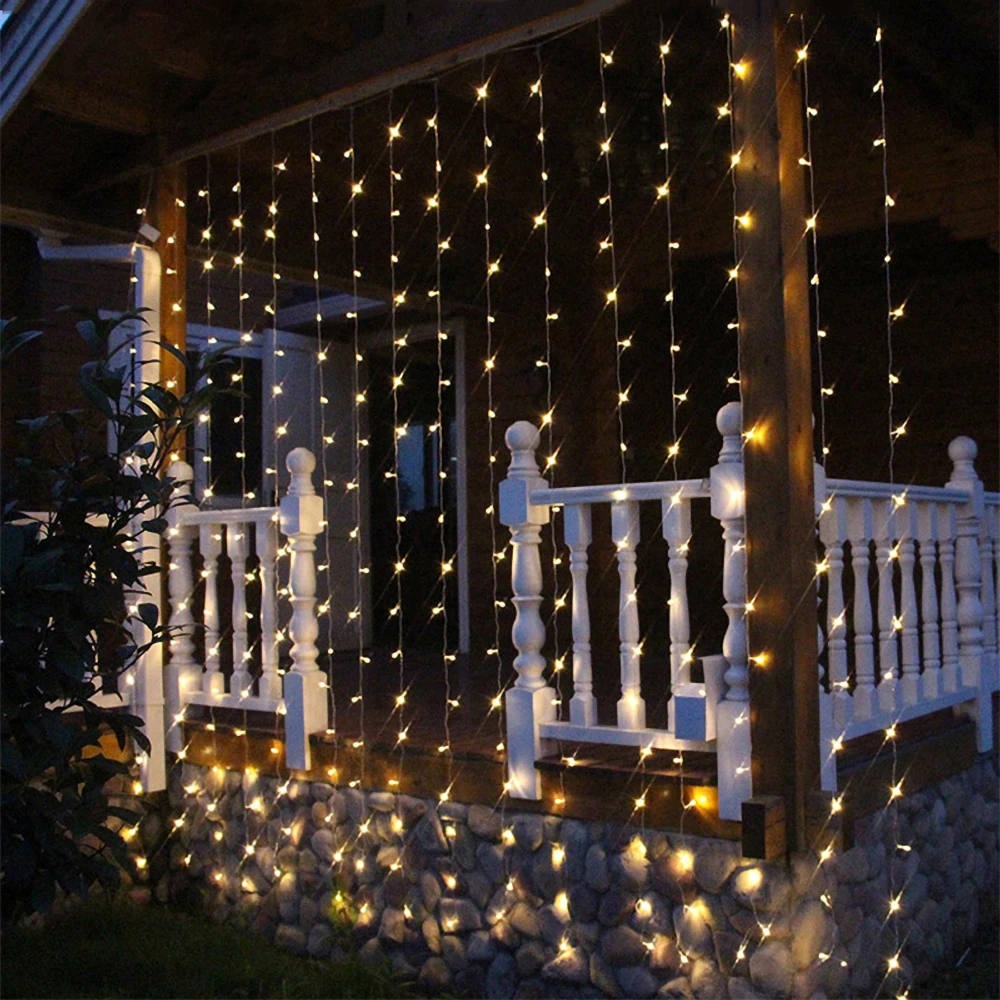 

LED 220V EU /110V US Plug String Curtains Light Waterfall Christmas Garland Fairy Lights Outdoor For Holiday Wedding Decoration