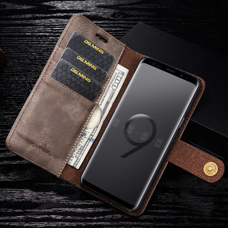 DG Ming роскошный кожаный Магнитный съемный чехол-кошелек для samsung Galaxy S9 S8 S10 Plus Note 10+ 8 9 A6 A7 A8 A9