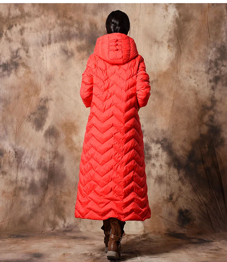 Этнический стиль, Вышитое пальто с капюшоном, лягушка, белый утиный пух, Женская куртка, зима, новые продукты, приталенная, теплая, для улицы