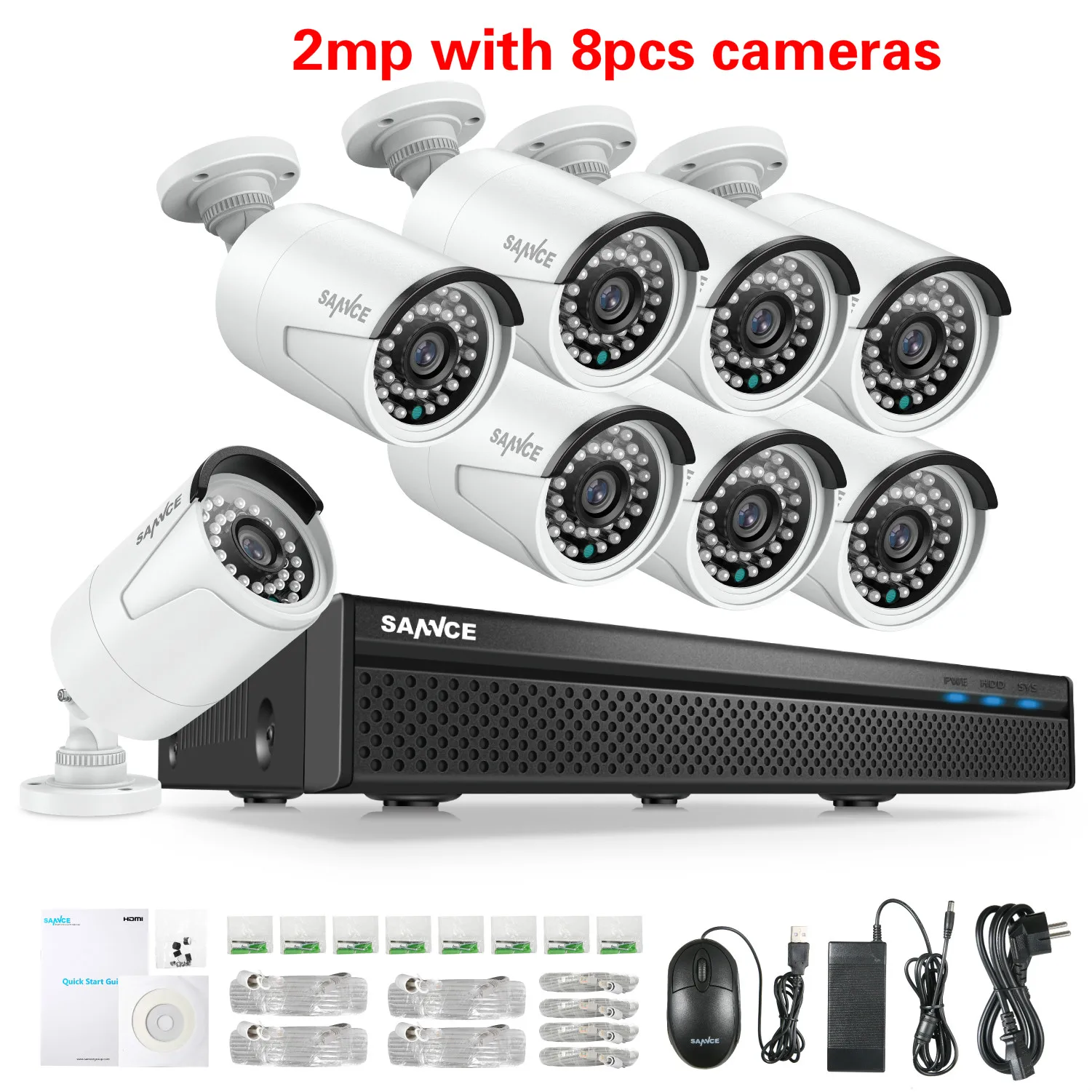 home surveillance cameras SANNCE 5MP POE Video Surveillance Cameras System 8CH H.264+ 5MP NVR Recorder 5MP Security Cameras Audio Recording POE IP Cameras cheap security cameras Surveillance Items