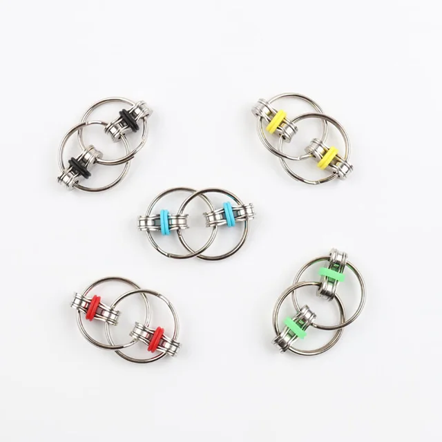 Metal Puzzle Chain Fidget Toy Vent Keychain Key Ring Anti Stress Toys  for Kids Adults Key Ring Sensory Toys Stress Relieve ADHD 6