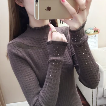 

154634, row 1, No. 6, middle] real photo of new mesh splicing and hot stamping solid color Pullover bottoming shirt 43