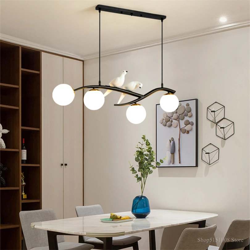 Nordic bird lamp Chandeliers Branches Modern Glass Lampshade chandelier Dining Table french country Home Deco LED Light Fixtures | Лампы и
