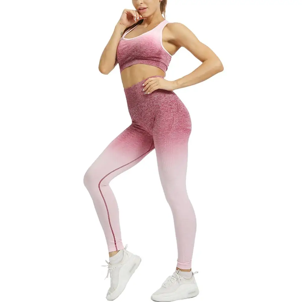 

Tracksuit Yoga Set for Women Seamless Fitness Sports Suit Vest and High Waist leggings Clothes Set Workout Yoga Clothes