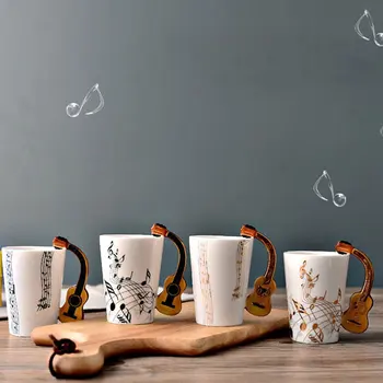 Ręcznie malowane kubki ceramiczne kreatywne notatki kubki muzyczne kubki muzyczne filiżanka kawy prezenty instrumenty muzyczne tanie i dobre opinie DUUTI CN (pochodzenie) Filiżanki do herbaty