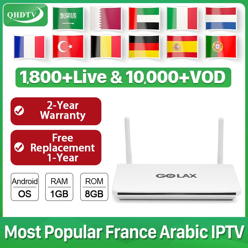 

GOLAX-Q4 Arabic IPTV French QHDTV IPTV Subscription 1 Year IPTV France Netherlands Germany Belgium IPTV Dutch TV Receiver