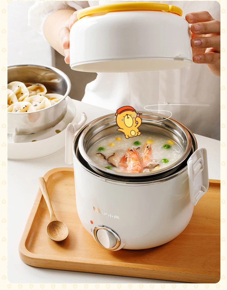 Double Layer Electric Cooker Lunch Box Rice Cooker Insulation Heating Cooking Hot Meal Vacuum Preservation Two Firepower