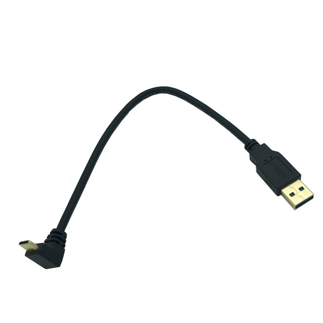 Позолоченный USB 3,0(тип-a) штекер USB3.1(тип-c) штекер 90 ° угол USB синхронизация данных и зарядный кабель разъем(черный) 0,25 м;
