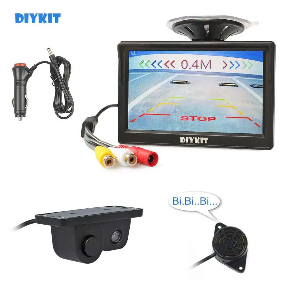 

Проводной цветной TFT ЖК-монитор DIYKIT 5 дюймов, водонепроницаемый парковочный радар, датчик, автомобильная камера, камера заднего вида, комплект парковочной системы