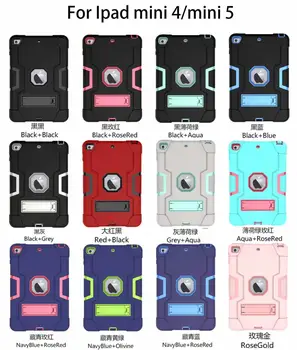 

Hybrid Three Layer Armor Shockproof Rugged Drop Protection Cover Case Built with Kickstand For iPad Mini 5 2019/mini 4 7.9 inch