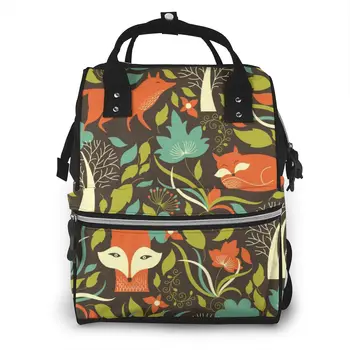 

Jungle Fox Cute Plants Baby Nappy Changing Diaper Mummy Bag Maternity Backpack Bags Stroller Baby Care Waterproof Backpack