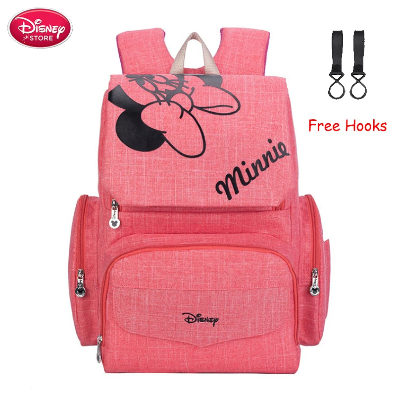 pink Сумка для подгузников disney рюкзак Микки Маус Дисней Мумия сумка для беременных для ухода за ребенком сумка для подгузников дорожная сумка для детской коляски Бесплатные Крючки - Цвет: pink