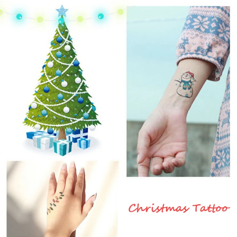 Рождество водонепроницаемый мультфильм форма милый длинный-lastingTattoo стикер экологичные татуировки водонепроницаемый безопасности стикер