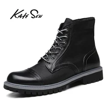 KATESEN/мужские ботинки; Мужские ботинки в байкерском стиле наивысшего качества; обувь из натуральной воловьей кожи; Мужская обувь; Zapatos De Hombre размера плюс