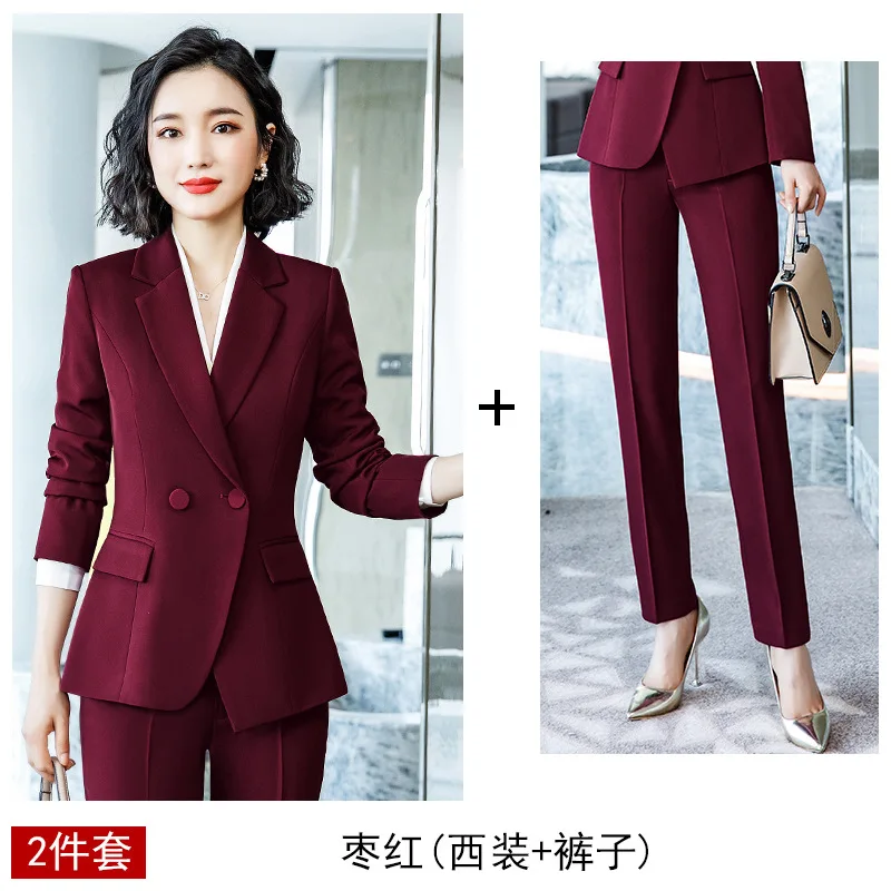 Pants suit Женский костюм на осень и зиму, новое повседневное узкое платье для дамы костюм платье для собеседований, брючный комплект, два комплекта из Женская одежда - Цвет: Pants suit
