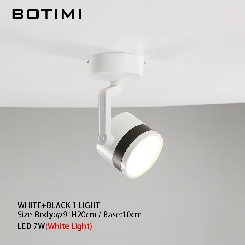 1 Light-WH BK-WL BOTIMI 220V светодиодный потолочный светильник с дорожкой для гостиной, черный Регулируемый офисный потолочный светильник - Цвет корпуса: 1 Light-WH BK-WL
