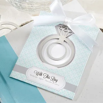 

wedding favor gift and giveaways--"With This Ring" Brushed-Metal Engagement Ring Bookmark bridal shower party favor 20pcs/lot
