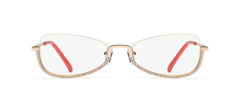 48024 Half Frame Diamond Glasses Frames Men Women Optical Fashion Computer Glasses