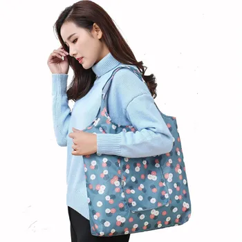 

Woman bag 2019 Oxford Cloth Handbag Cartoon Cat Shoulder Bag Female Large Capacity Travel Storage Folding Tote Shopping Handbags
