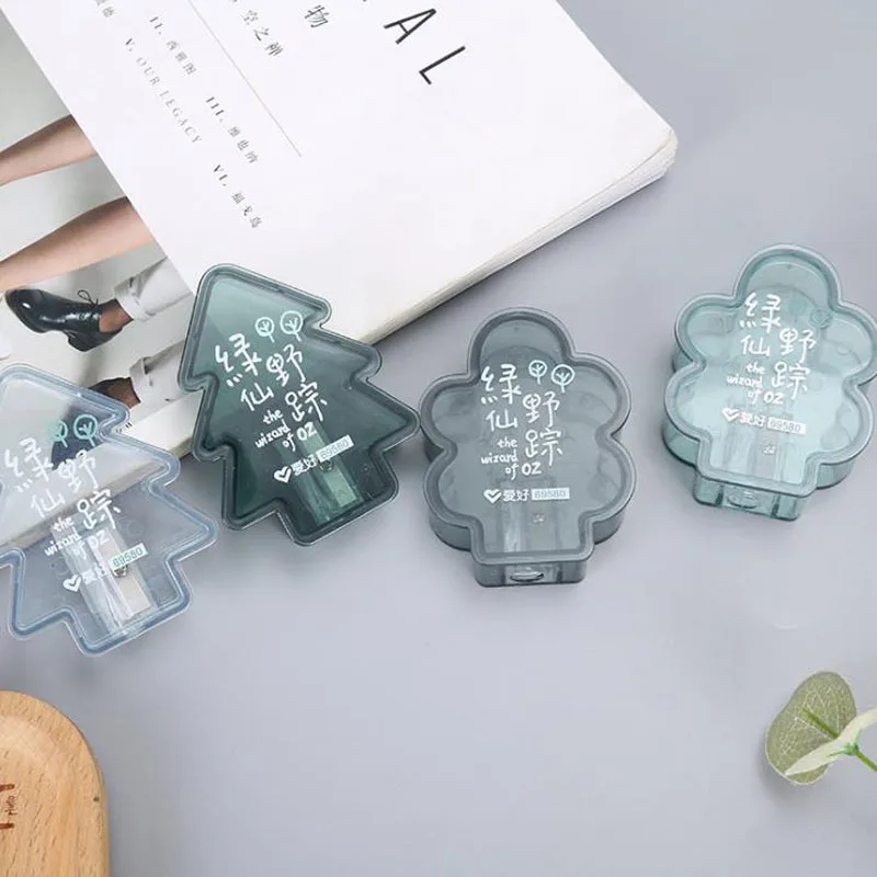 

1 Pcs Kawaii Mini Plant Green Tree Shape Plastic Pencil Sharpeners Single Hole Pencil Cutter School Student Stationery Gifts