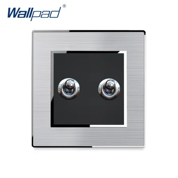 

2 Gang 2 Way Toggle Light Switch New Arrival Stainless Steel Panel With Silver Border Wallpad Wall Switch 16A AC110-250V