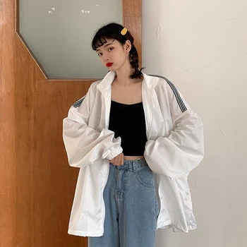 

GOOHOJIO 2020 Sun Protection Fashionable Casual Tops Female Loose Zipper All-match Coats Autumn Classic Cardigan Women Jackets