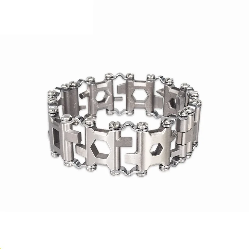 29 in 1 Multifunctional Tread Bracelet Stainless Steel Outdoor Bolt Driver Kits Travel Friendly Wearable Multitool Hand Tools