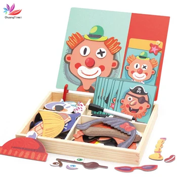

Wooden Magnetic Puzzle Toys Children 3D Puzzle Figure/Animals/ Vehicle /Circus Drawing Board 6 Styles Learning Wood Toys M071