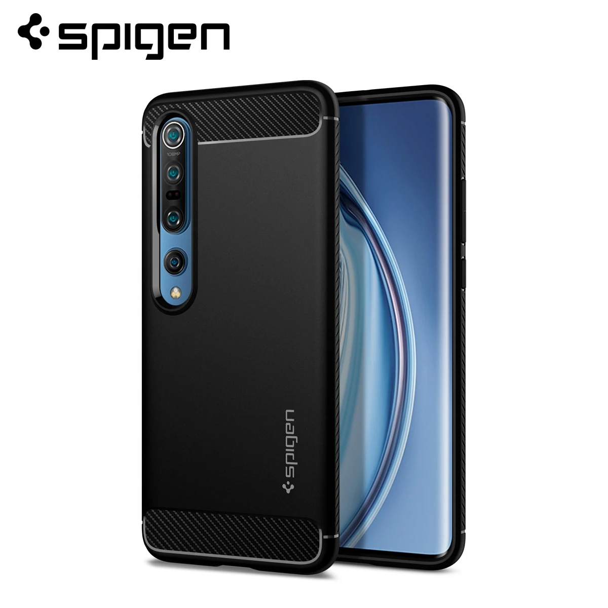 Прочный чехол Spigen для Xiaomi Mi 10 / Pro матовый черный противоударный с защитой от