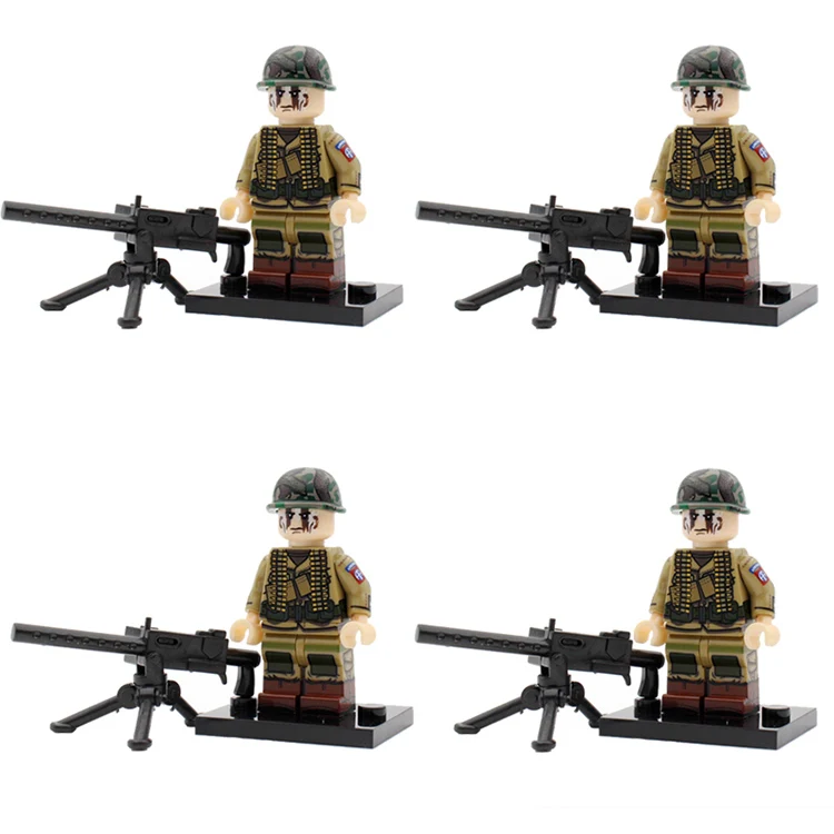 WW2 военная армия солдат фигурки строительные блоки Minifigs армейский солдатский шлем оружие шарф аксессуары Кирпичи игрушки для детей - Цвет: M4-4PCS