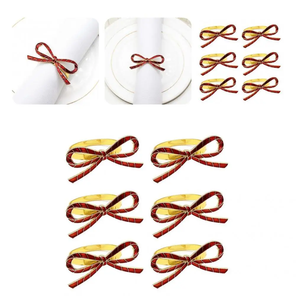 Alloy 6Pcs High Quality Novelty Bowknot Napkin Rings Durable Napkin